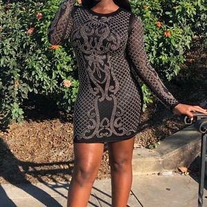 Long Sleeve Sparkly Black Dress